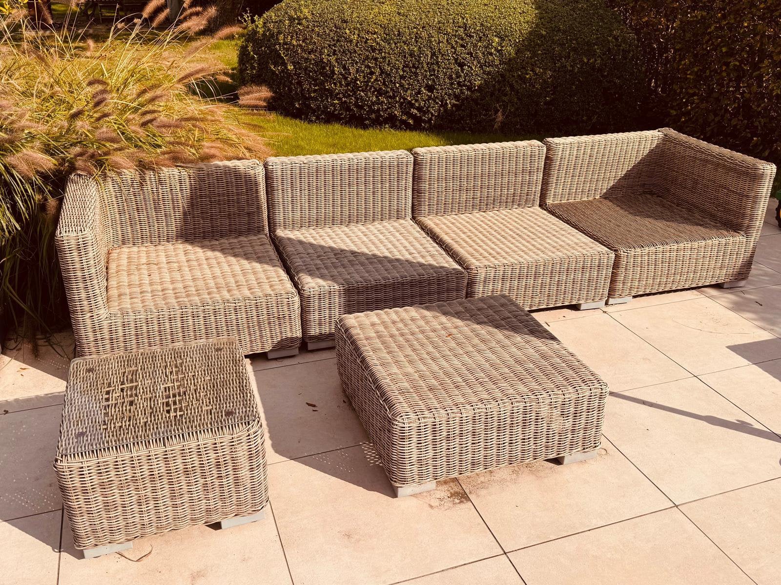 Rotan tuinset in goede staat te koop, Ophalen, Gebruikt, Rotan, Loungeset