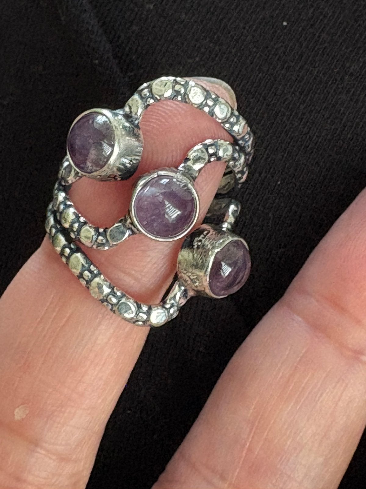 Ring van zilver en amethist, Handtassen en Accessoires, Verzenden, Zo goed als nieuw, Zilver, Zilver