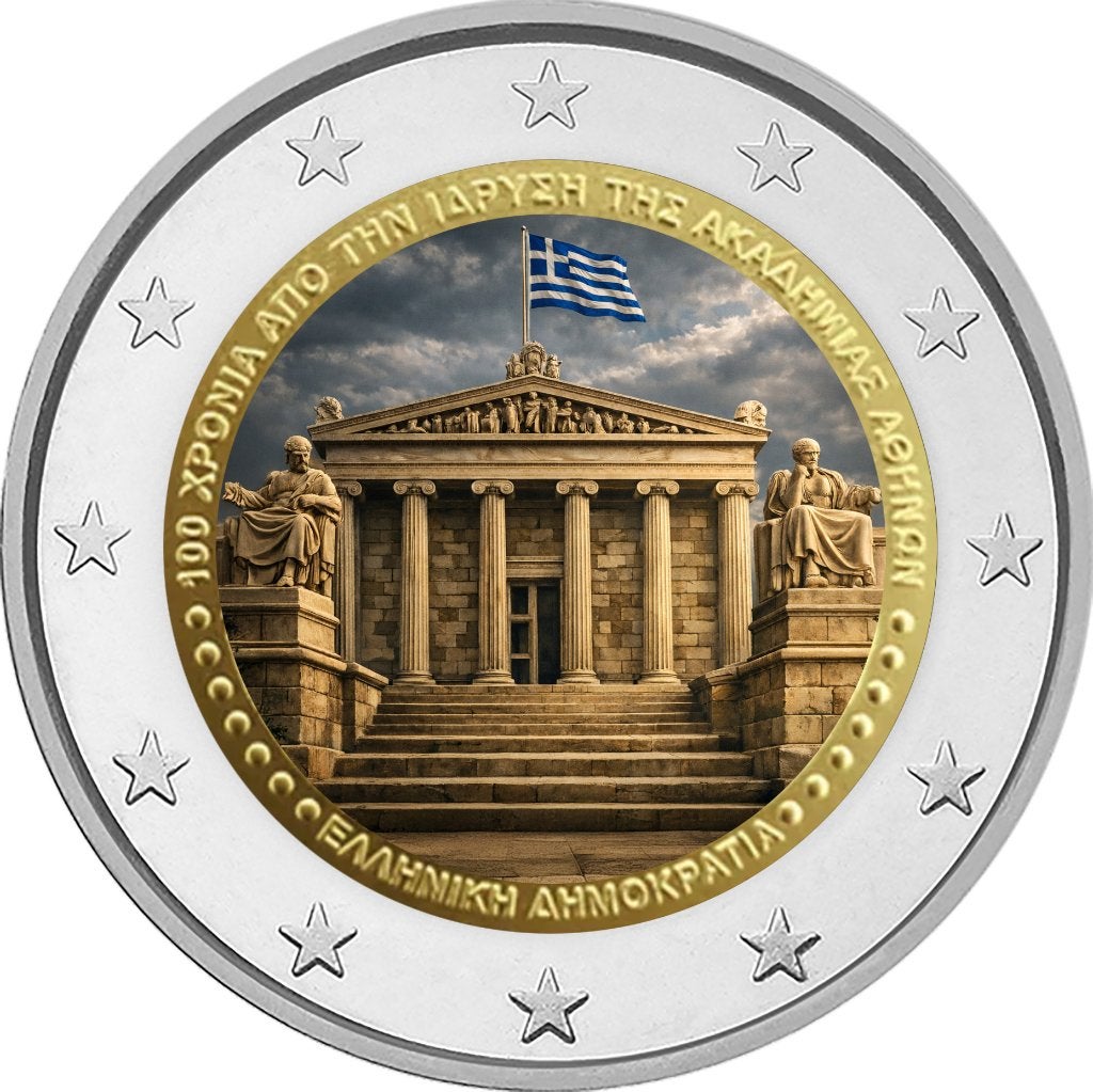 2 euro Griekenland 2026 Academie Athene gekleurd, Verzenden, Griekenland, 2 euro