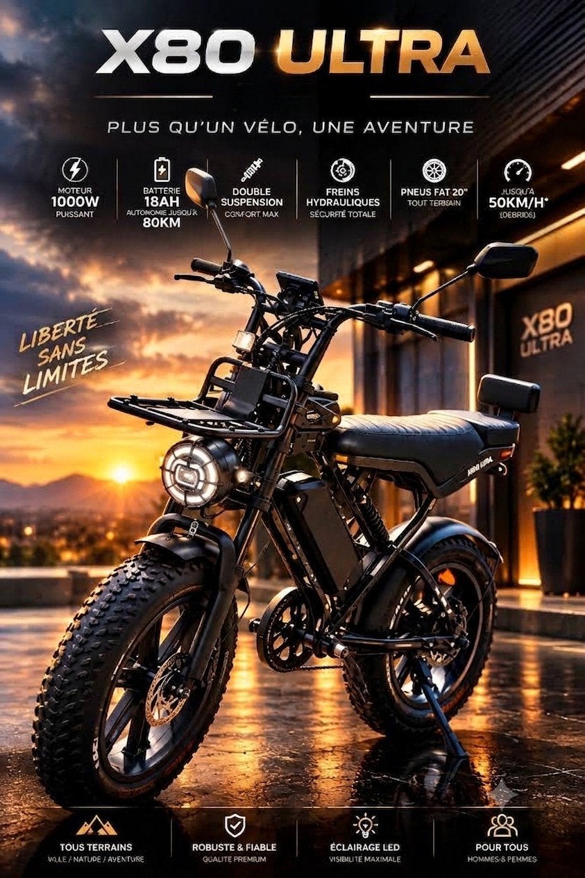 Vélo électrique Fatbike neuve 1000W et 90km d'autonomie, Neuf, VOMO X80 ULTRA, Enlèvement, Autres types