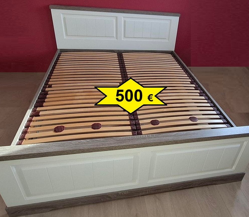 Lit 160*200 avec traverses et sommiers, Etat NEUF, 210 cm, Comme neuf, Enlèvement, Bois