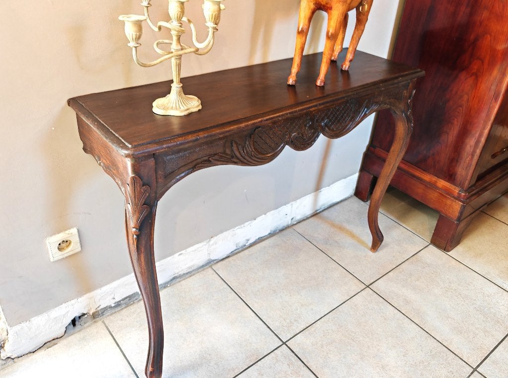 antieke Louis XV muurtafel B 100 D 32 H 74, Huis en Inrichting, Tafels | Sidetables, Gebruikt, 25 tot 50 cm, 50 tot 100 cm, Overige vormen