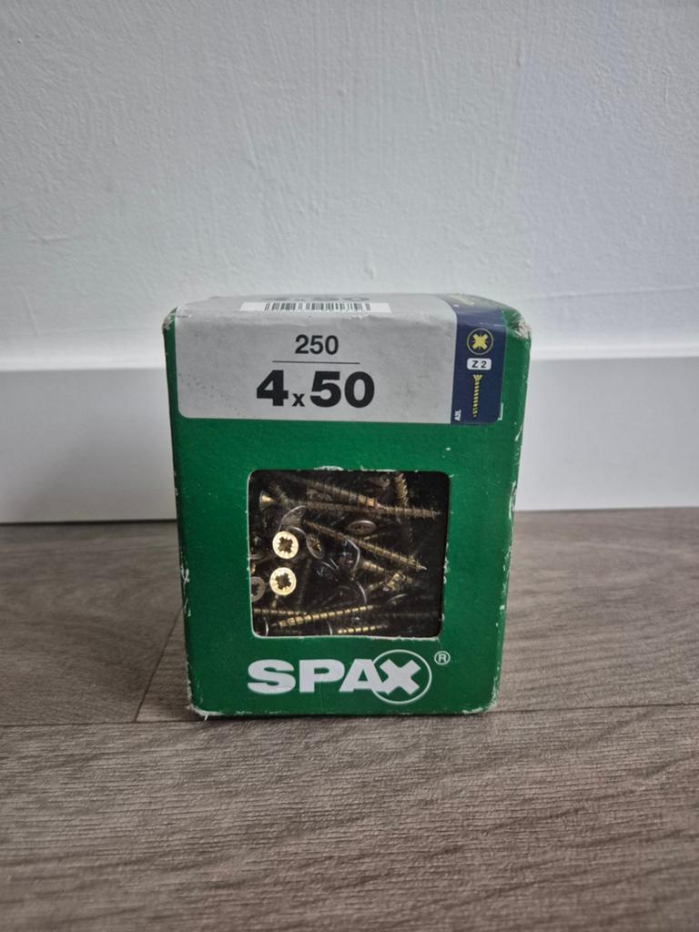 Vis à bois SPAX 4 x 50 mm (250 pièces) — neuves dans leur bo, Bricolage & Construction, Enlèvement ou Envoi