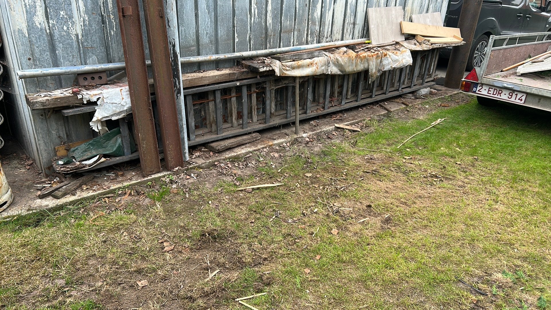 Houten ladder drie delen, Doe-het-zelf en Bouw, Ophalen, Zo goed als nieuw, Ladder