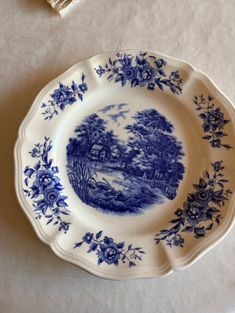 7 vintage Sarreguemines France "Romantic" borden – Ø 20 c, Ophalen, Gebruikt