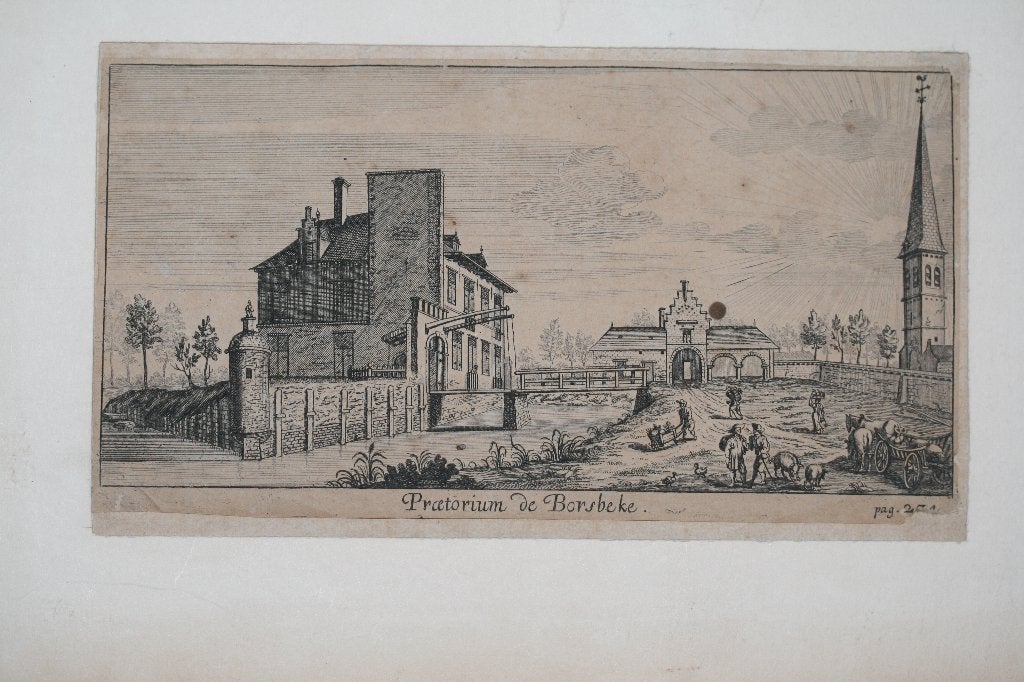 Pratorium de Borsbeke - Antieke gravure, Antiek en Kunst, Ophalen of Verzenden, Gravure