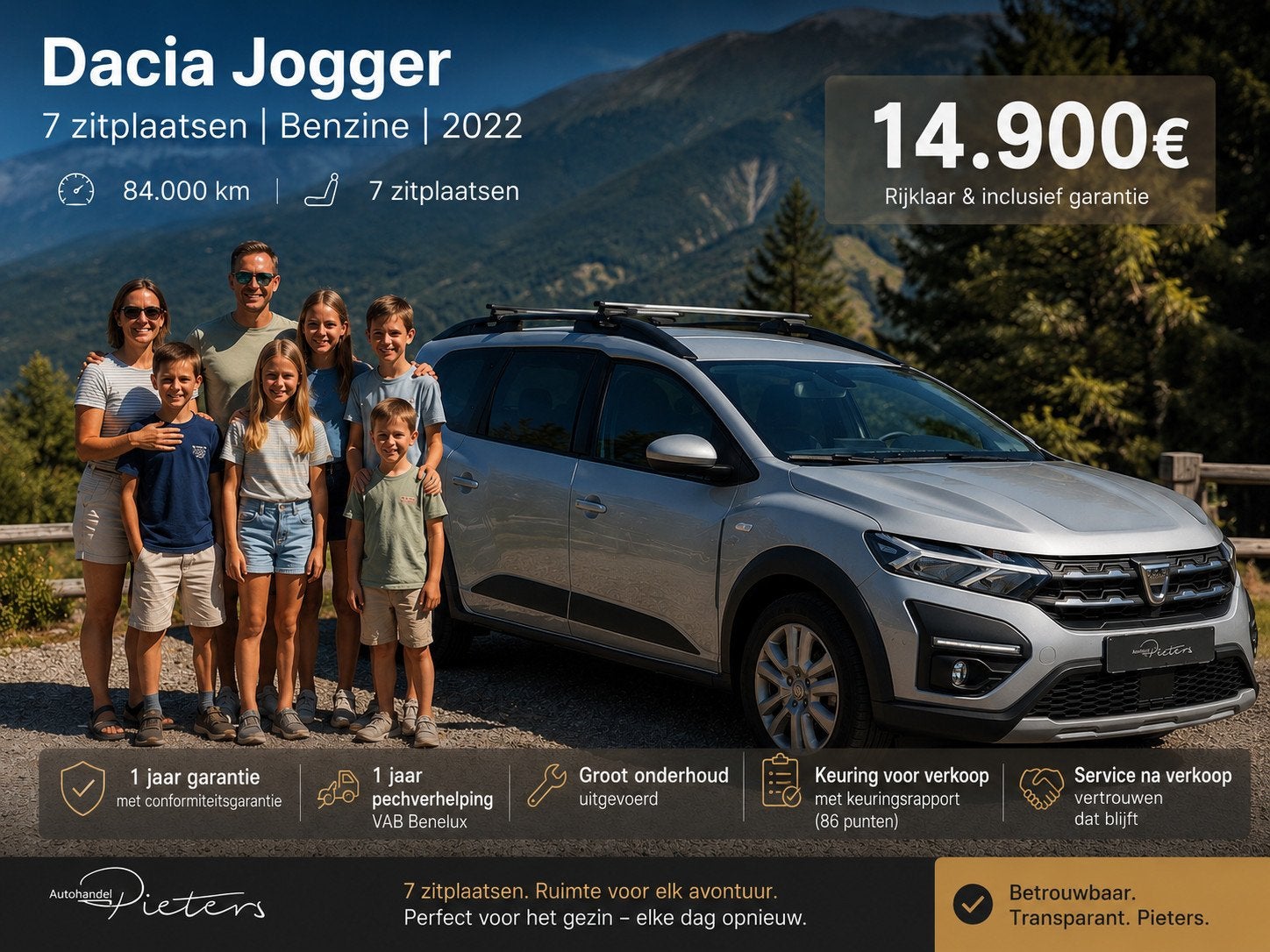 Dacia Other Jogger - Benzine - 7 zitplaatsen, Voorwielaandrijving, Stof, Gebruikt, Parkeersensor