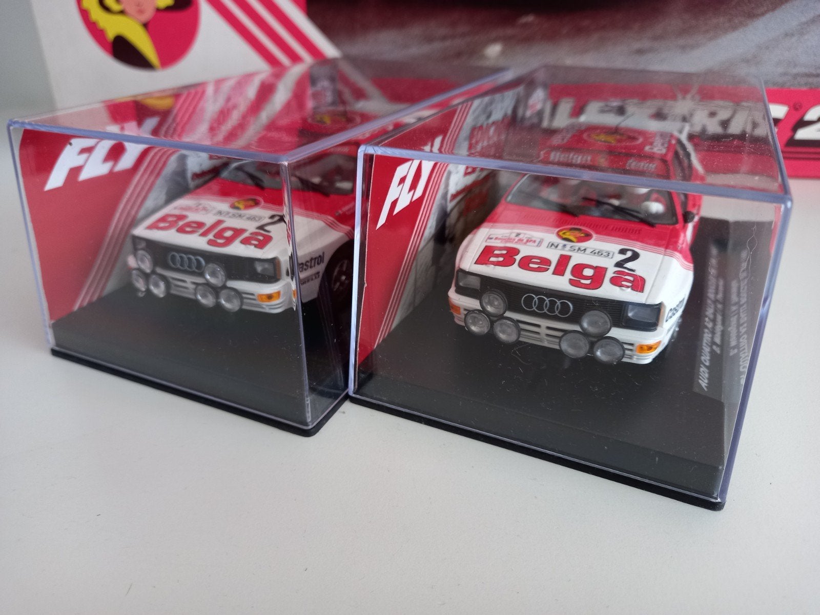 2 stuks Audi Quattro Belga Fly Slotcar, Hobby en Vrije tijd, Ophalen of Verzenden, Nieuw, 1:32 tot 1:50, Auto