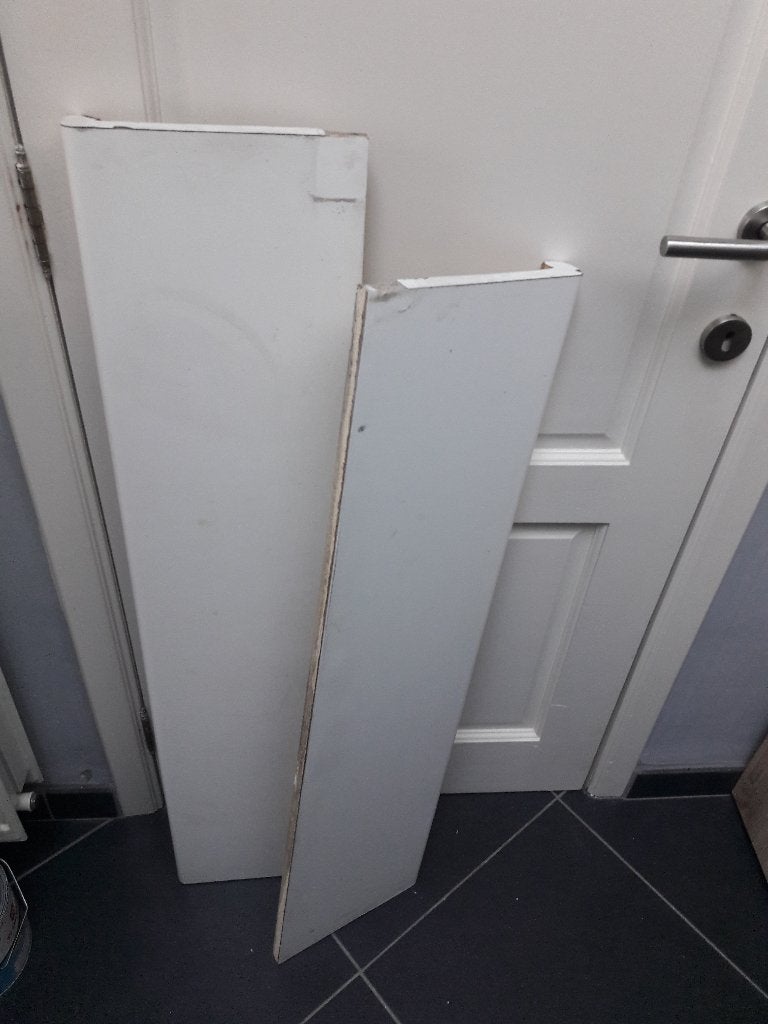2 ronde witte vensterbanken 2x25x105 & 114cm, Ophalen, Gebruikt, Hout, 20 tot 50 mm