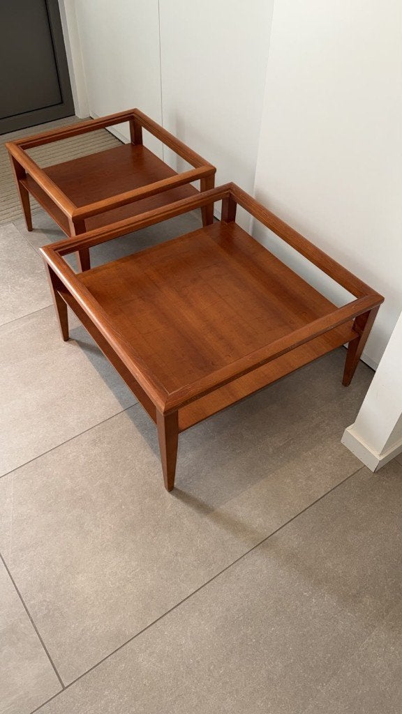 Set kersenhouten salontafels, Maison & Meubles, Tables | Tables de salon, Klassiek, Cerisier, 50 à 100 cm, Carré