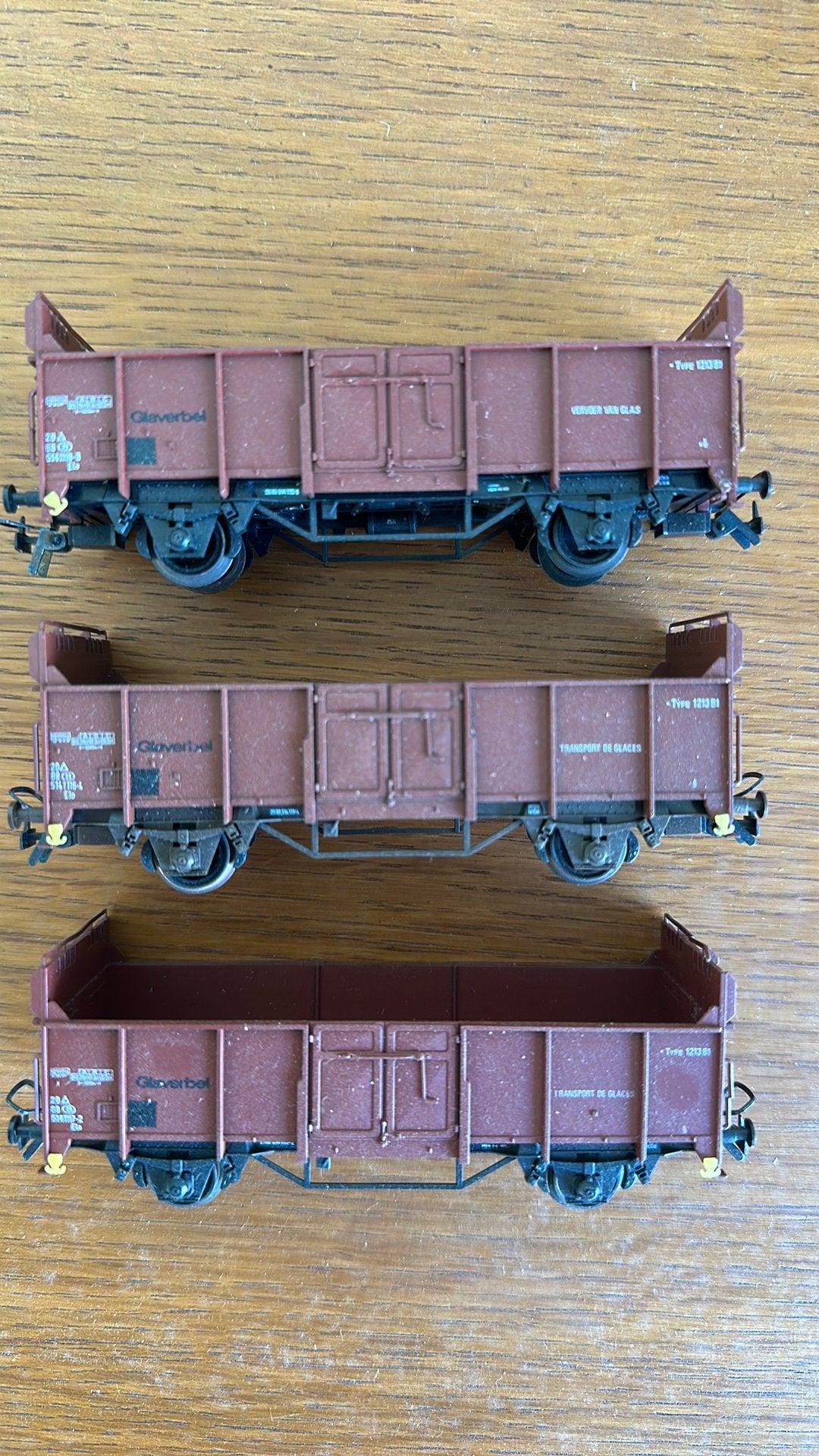 Lot de 3 wagons SNCB Glaverbel, Autres marques, Wagon, Enlèvement, Analogique