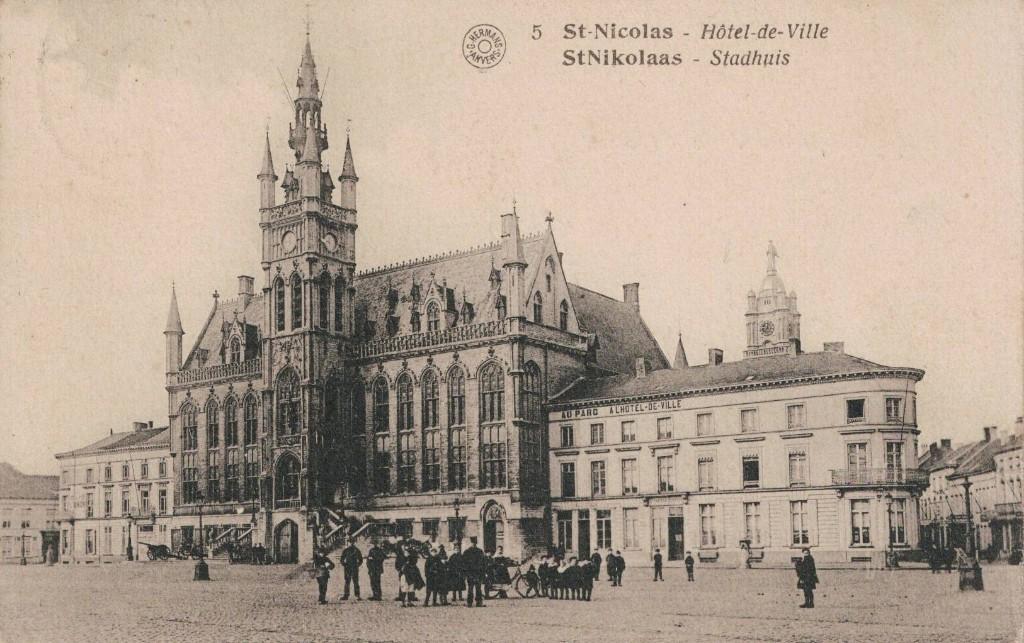 St-Nikolaas Stadhuis circulée en 1922, Verzenden, 1920 tot 1940, Gelopen, Oost-Vlaanderen