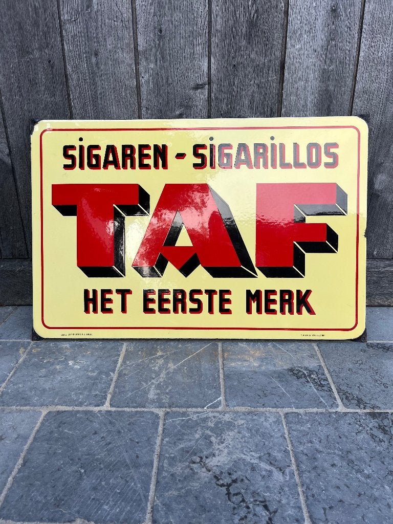 TAF emaille reclamebord, Verzamelen, Ophalen, Gebruikt, Reclamebord