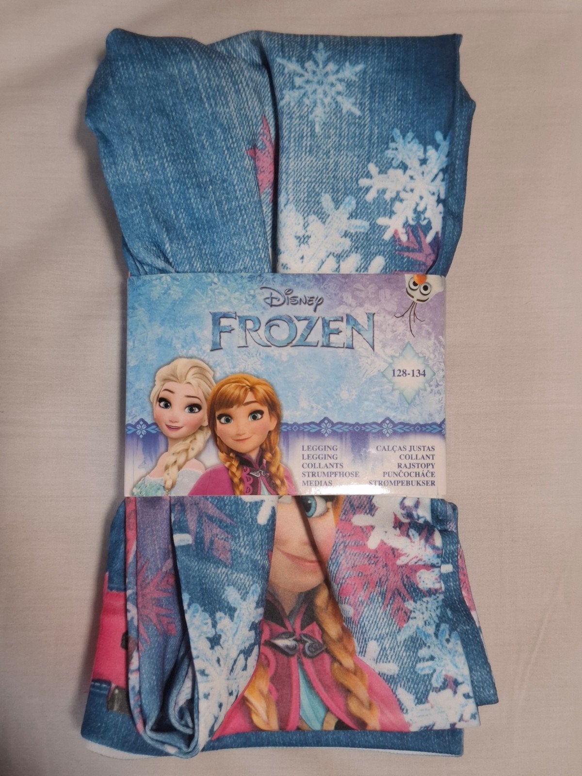 NIEUWE Frozen nep jeans meisjeslegging – Disney – 128/134, Kinderen en Baby's, Broek, Disney Frozen, Meisje, Nieuw
