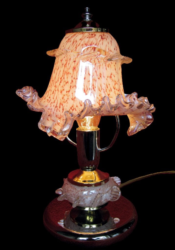 Verchroomde lampedaire lamp Murano retro sixties., Ophalen