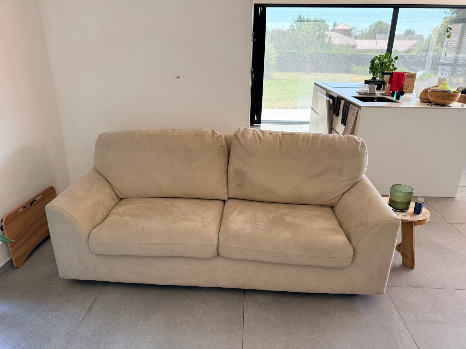 Zetel 3-zit kleur beige, Ophalen, Gebruikt, Driepersoons, 75 tot 100 cm