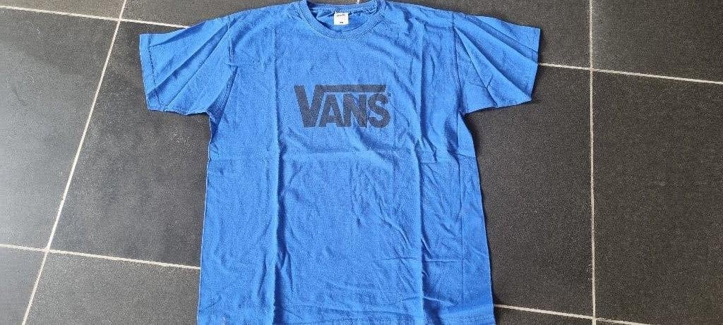 blauwe t-shirt Fruit of Loom - VANS maat Large, Kleding | Heren, T-shirts, Ophalen of Verzenden, Gedragen, Maat 52/54 (L), Blauw