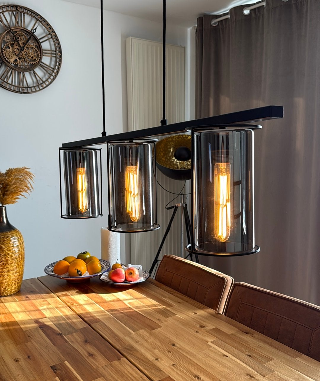 Moderne hanglamp in smoke glas, Huis en Inrichting, Ophalen, Zo goed als nieuw, Glas