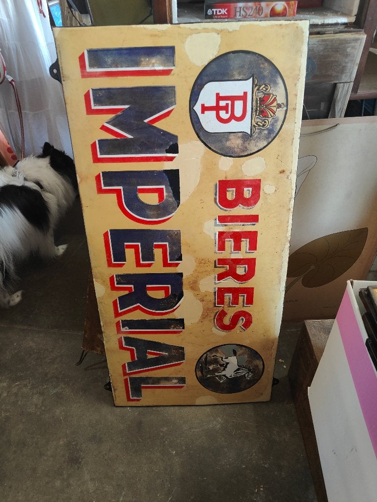 Emaille bord Imperial Bieres 1948, Verzamelen, Ophalen of Verzenden, Reclamebord