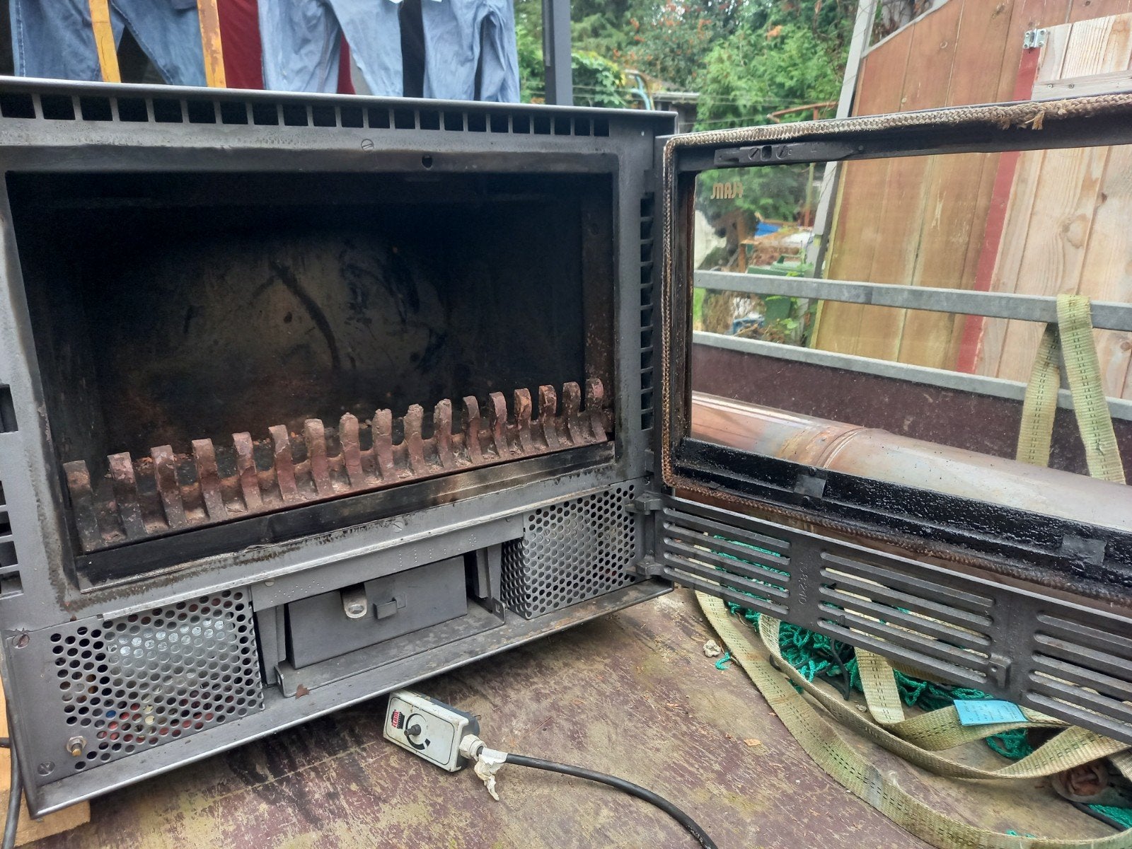 Flam open haard inbouwcassette, Huis en Inrichting, Ophalen, Gebruikt, Inbouw, Hout