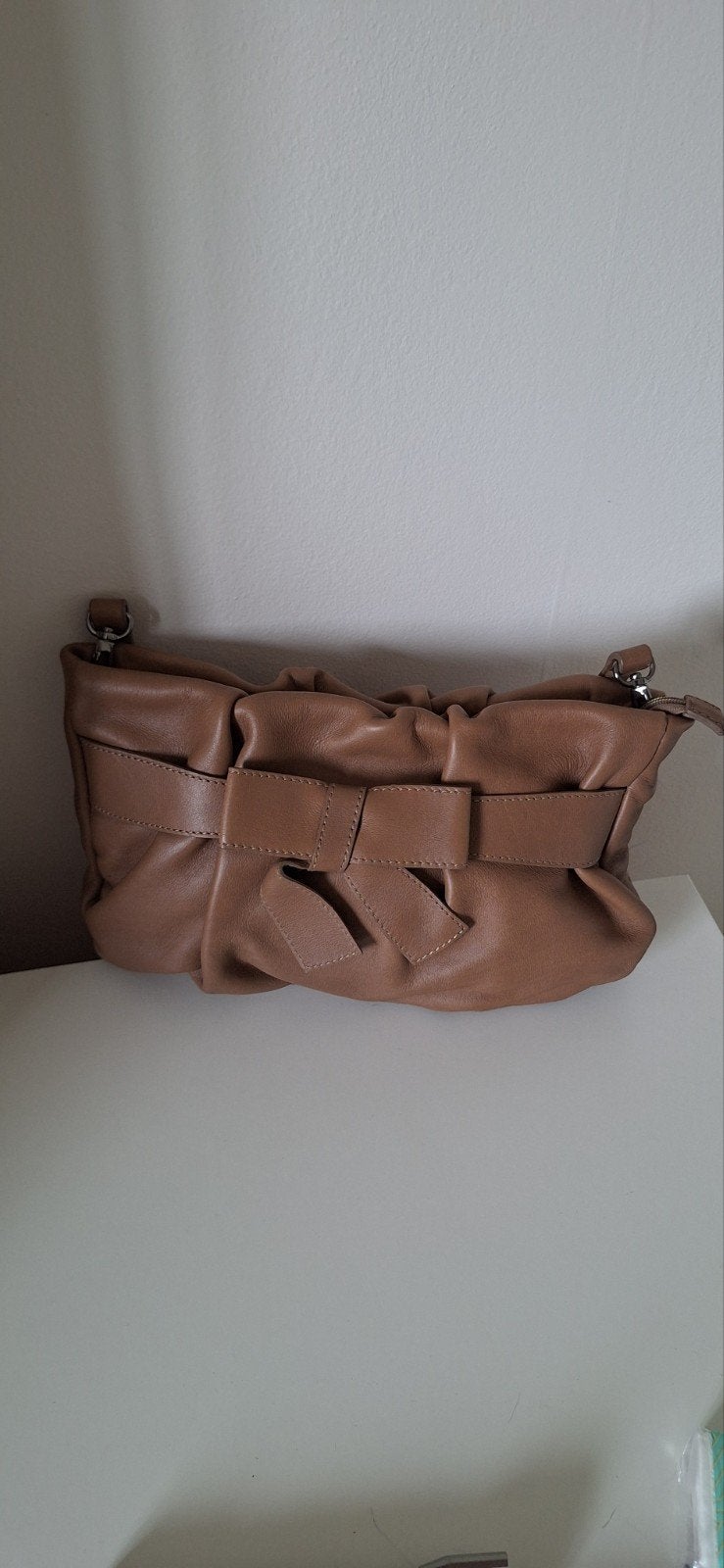 Nathan handtas in taupe kleur., Handtassen en Accessoires, Ophalen, Handtas