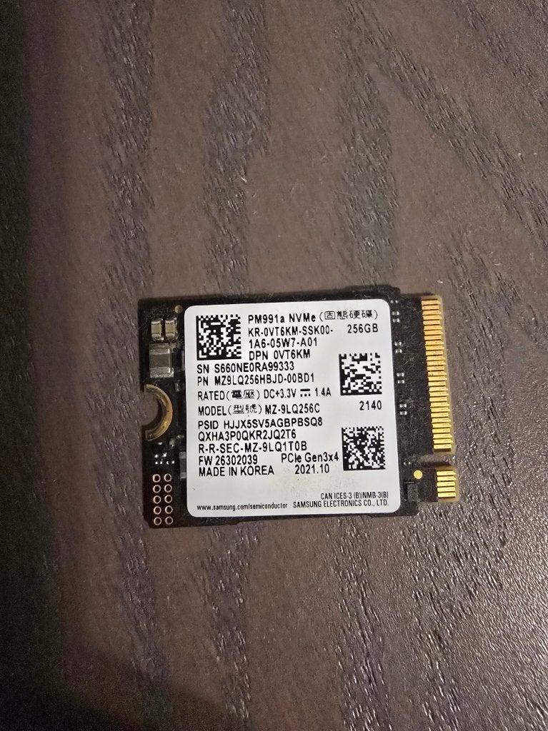 Samsung PM991a 256GB NVMe SSD M.2 2230 PCIe Gen3x4, Ophalen of Verzenden, Gebruikt, Laptop