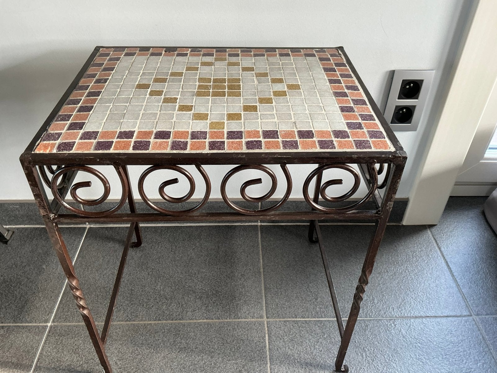 Vintage bijzettafeltje, Minder dan 55 cm, Gebruikt, Vintage, Rechthoekig