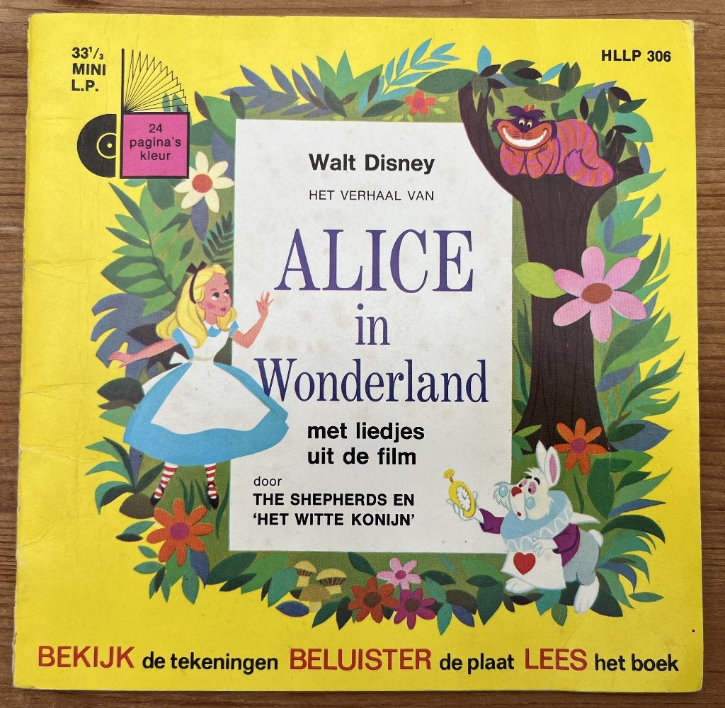 Walt Disney Alice in wonderland miniLp en boek, Ophalen, Overige figuren, Zo goed als nieuw, Overige typen