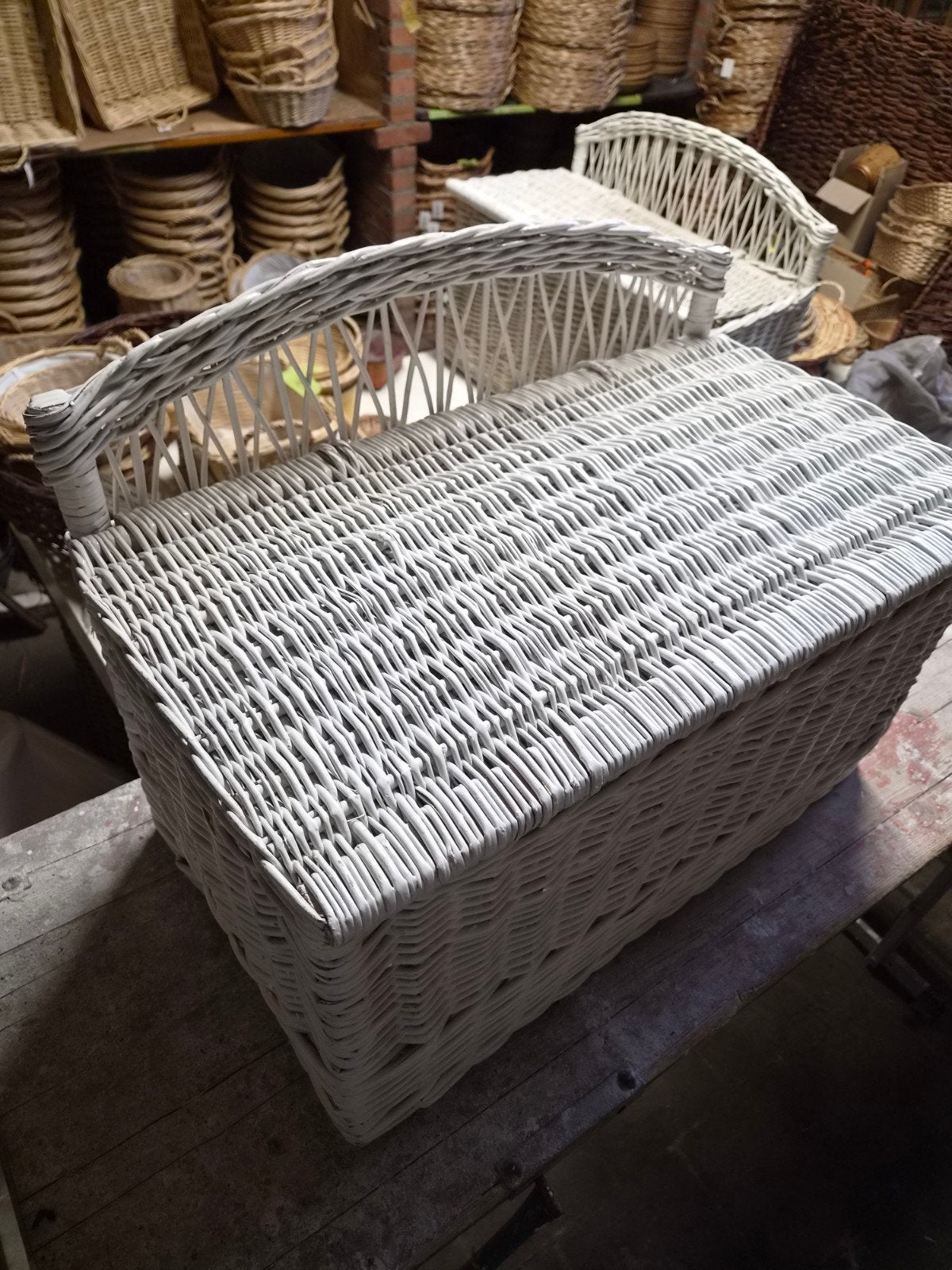 Rieten zitbank! Prachtig vintage exemplaar!, Gevlochten, Mand, Nieuw, Ophalen of Verzenden