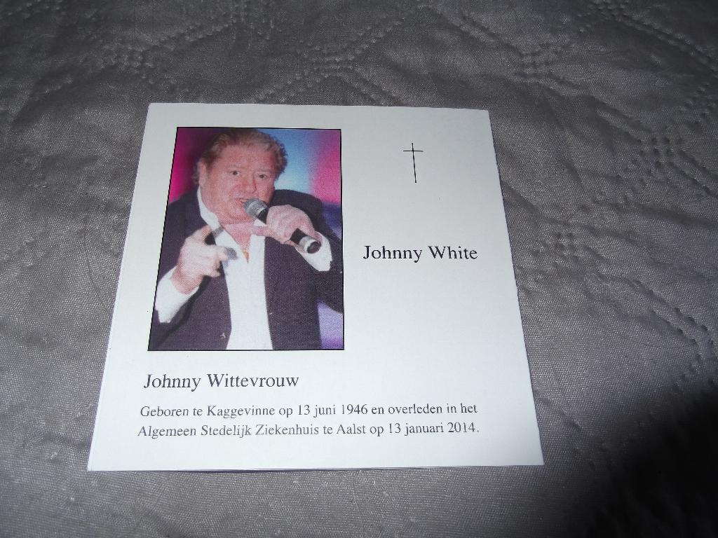 bidprentje Johnny White (zanger), Verzamelen, Ophalen of Verzenden, Bidprentje