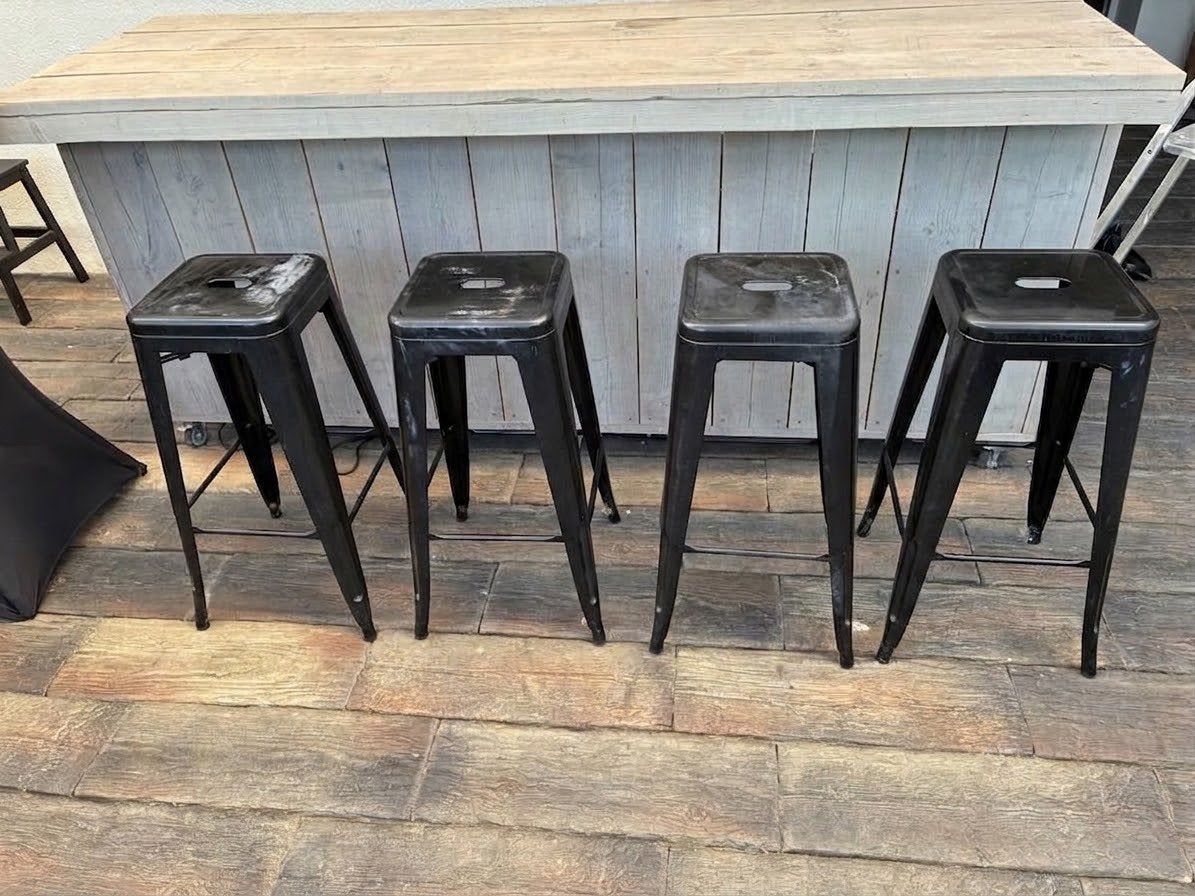 Barkrukken metaal, Huis en Inrichting, Ophalen, Gebruikt, 60 tot 90 cm, Metaal