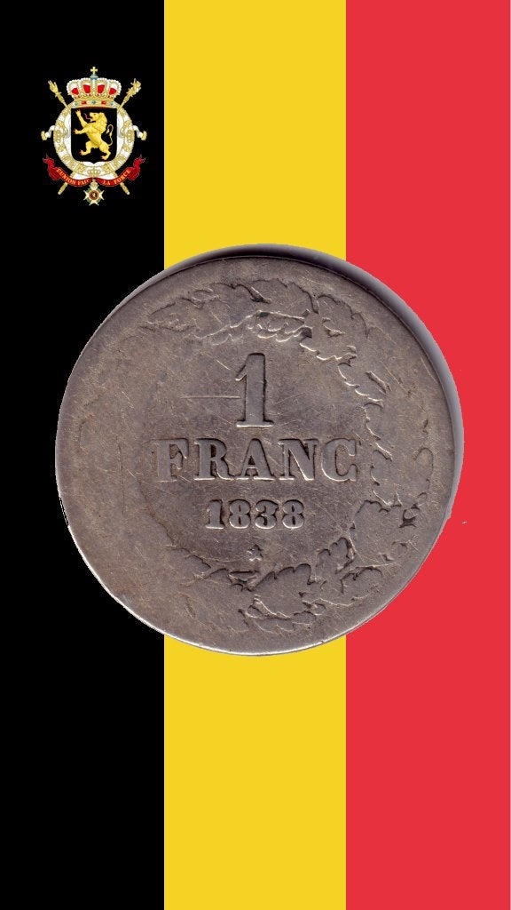 VARIANT: 1 frank 1838 (lijn door 3) - Leopold I, Postzegels en Munten, Zilver, Ophalen of Verzenden, Losse munt, Zilver