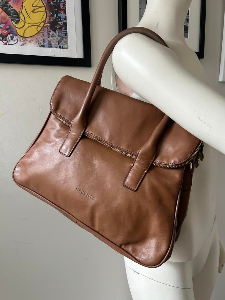 Neuville grand sac cuir couleur cognac, Enlèvement ou Envoi