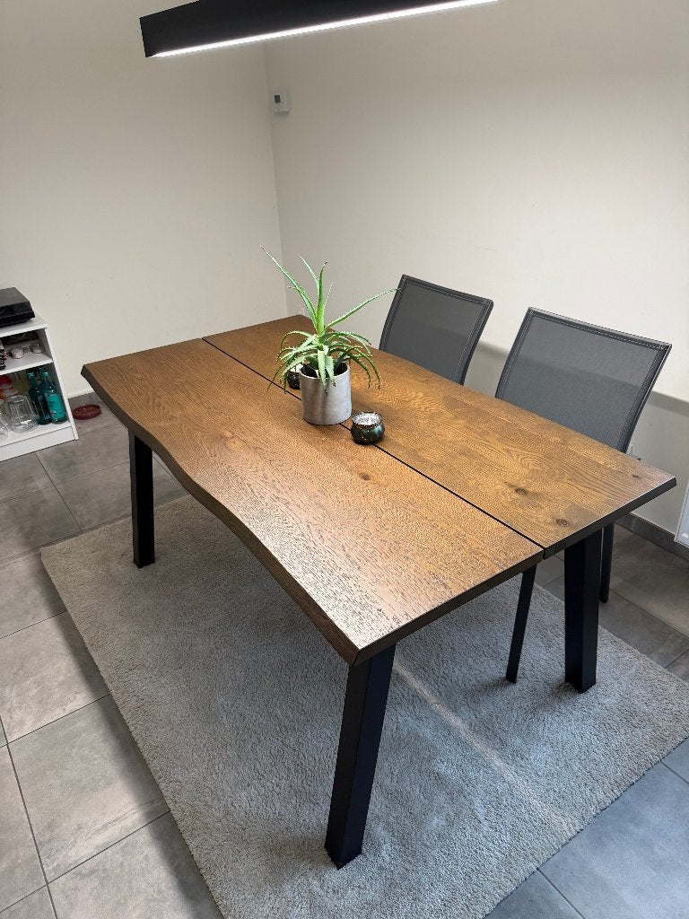 Eettafel JYSK SKOVLUNDE 90x160 + verlengstuk, Quatre personnes, 150 à 200 cm, Comme neuf, Enlèvement