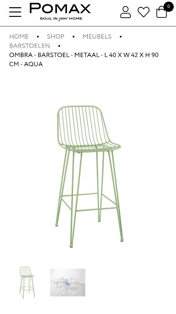 Barkrukken merk Pomax, 90 cm ou plus, 4 tabourets, Comme neuf, Enlèvement