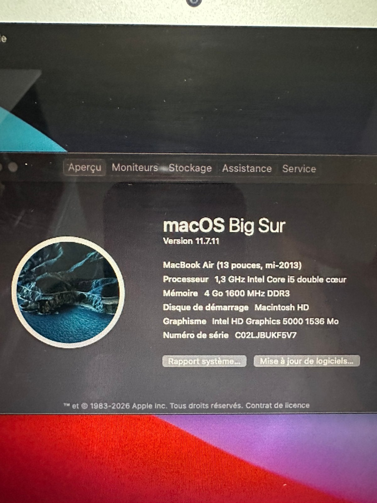MacBook Air, Informatique & Logiciels, Enlèvement ou Envoi, Utilisé, MacBook