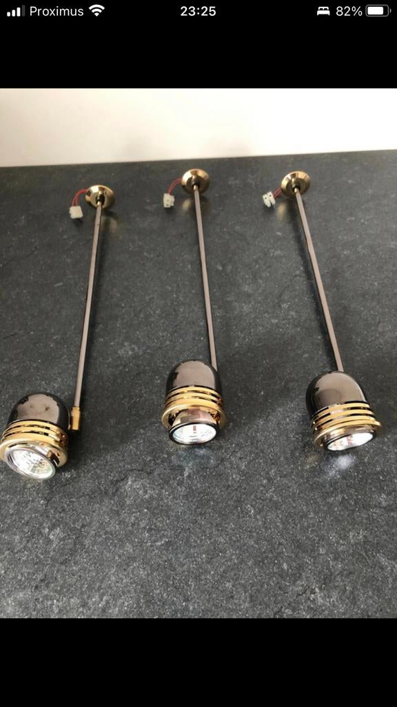 3 halogeen spots retro massieve, Maison & Meubles, Lampes | Spots, Neuf, Halogène, Spot encastrable ou Spot mural, Enlèvement