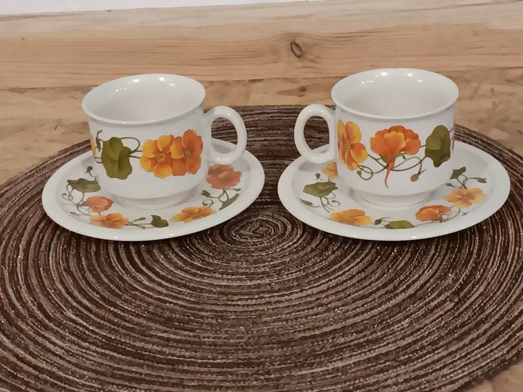2 kopjes en schotels Boch Oost-Indische kers zeldzaam!!, Ophalen of Verzenden