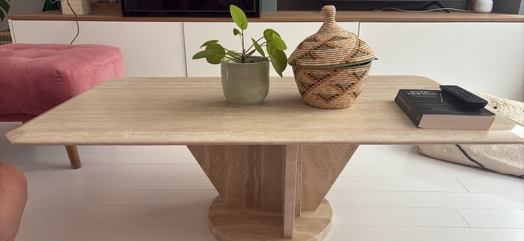 Salontafel traverin, Huis en Inrichting, Tafels | Salontafels, Ophalen, Gebruikt, 100 tot 150 cm, 50 tot 100 cm