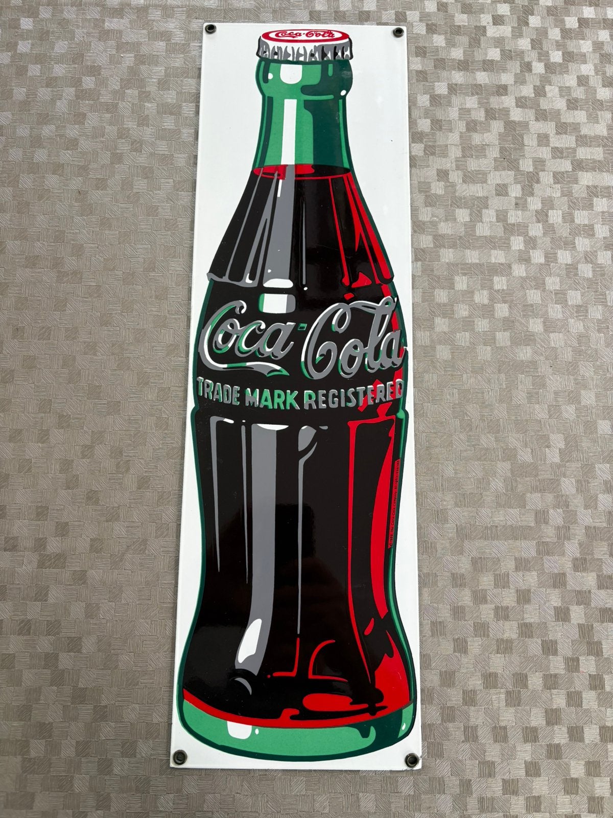 Coca Cola reclamebord emaille, Ophalen, Zo goed als nieuw, Reclamebord