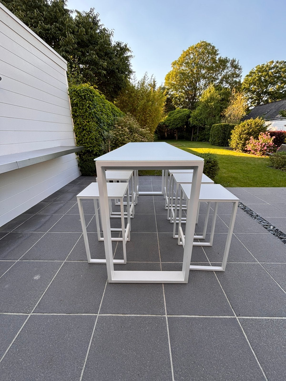 Bristol tafel en stoelen wit aluminium, Enlèvement, Comme neuf, Aluminium