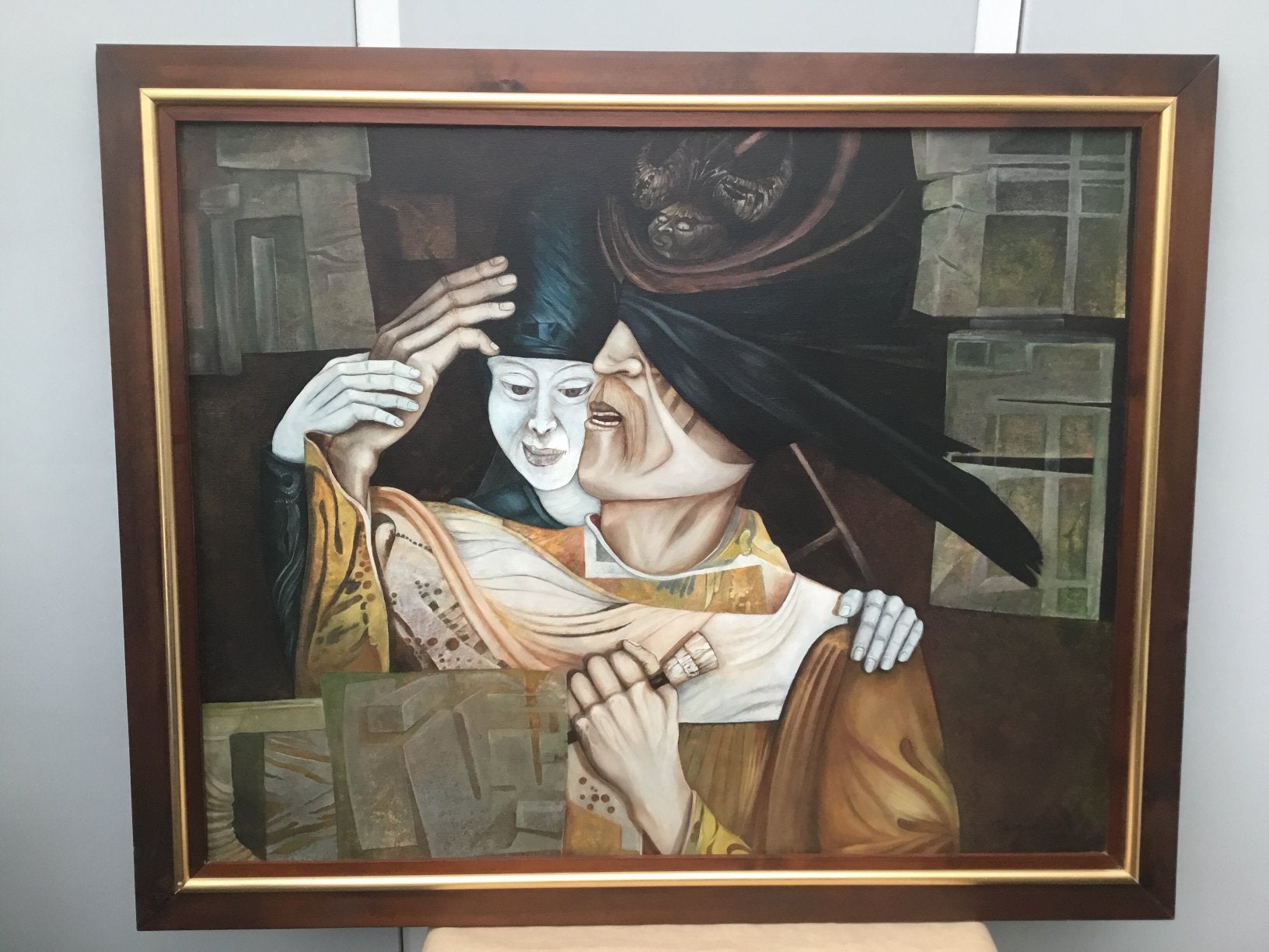 Peinture de Rik De Vos Le Clairvoyant huile sur toile, Enlèvement, Signé, Peinture à l'huile, Figures