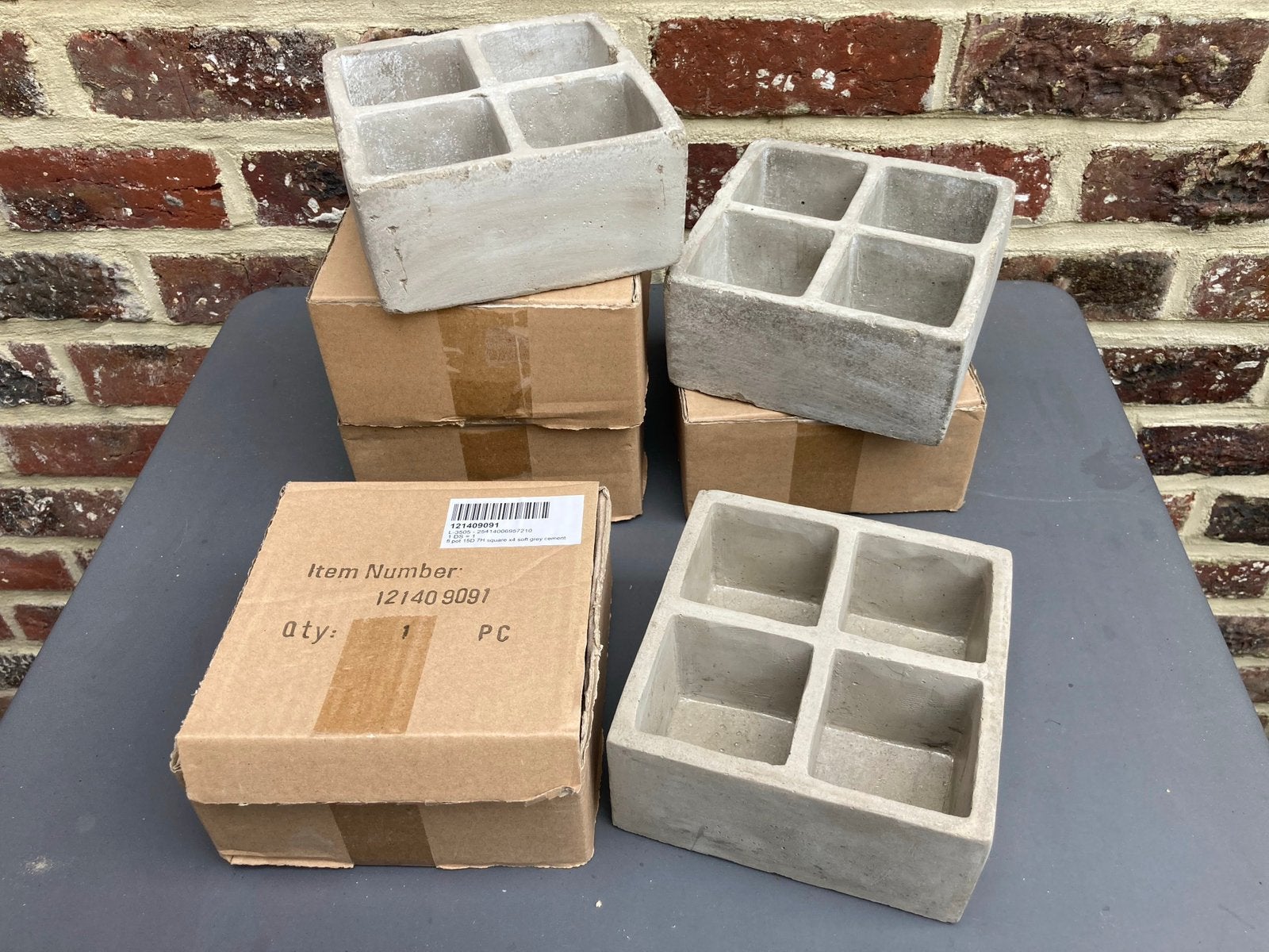 Nieuw! Betonnen potten / plantenbakjes 4 vakken (15x15x7 cm), Ophalen, Overige materialen, 7 cm, Overige typen