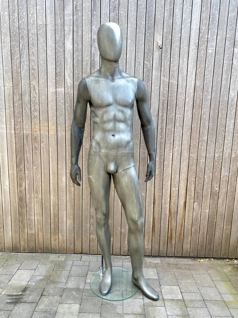 Mannequin homme avec base en verre — gris, Enlèvement, Utilisé, Mannequin