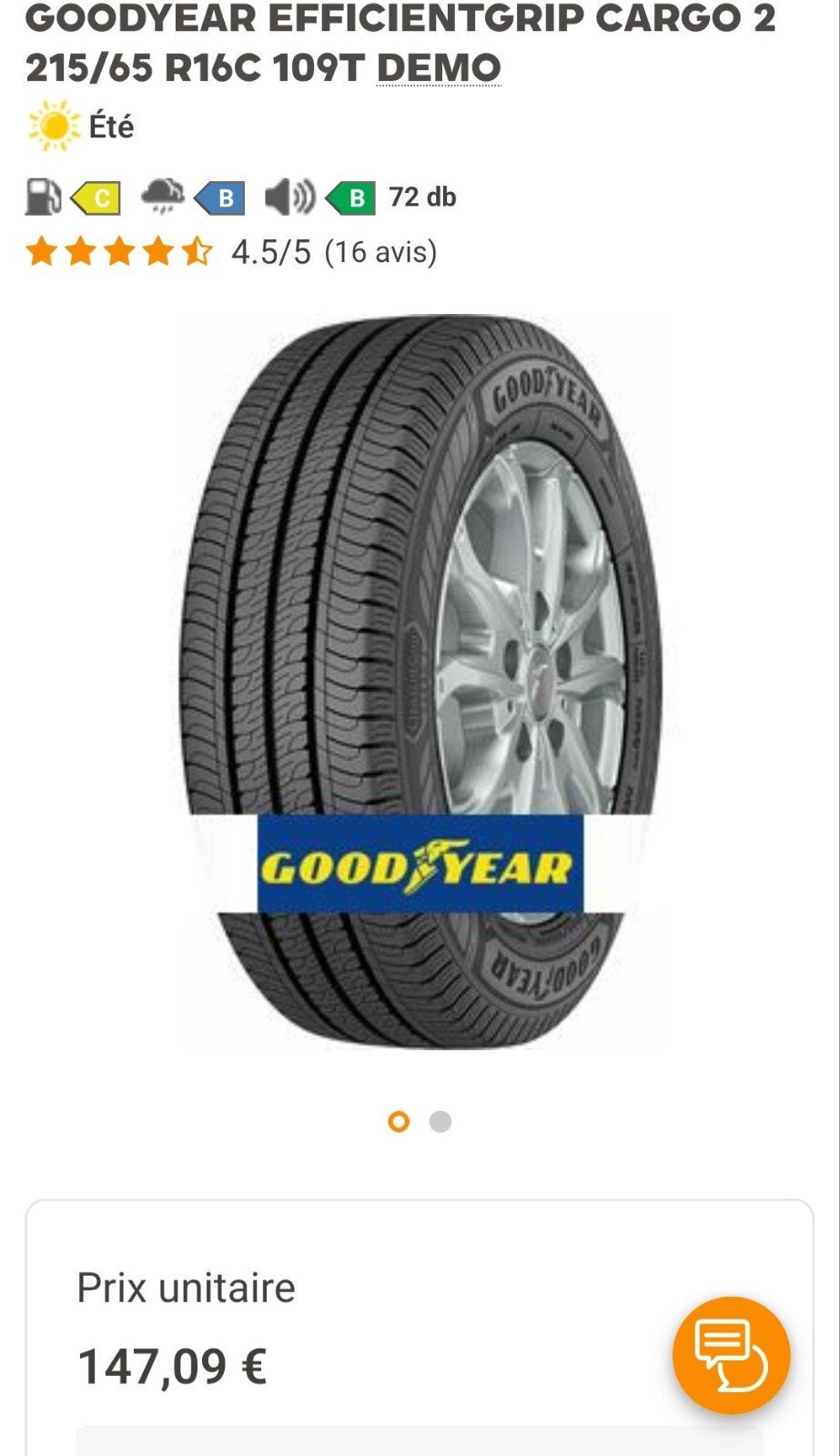 pneus Goodyear efficient grip cargo 2, Enlèvement