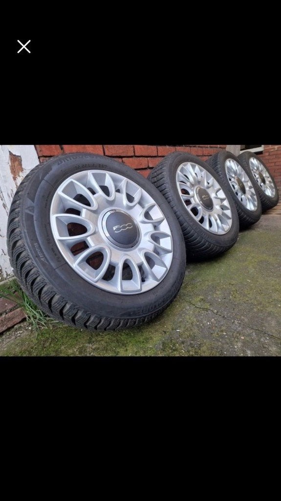 Winterbanden op velg Fiat 500, Auto-onderdelen, Banden en Velgen, Ophalen, Gebruikt, Banden en Velgen, Winterbanden