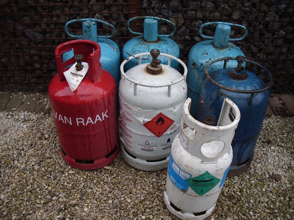 lege gasflessen, Caravans en Kamperen, Ophalen, Gebruikt