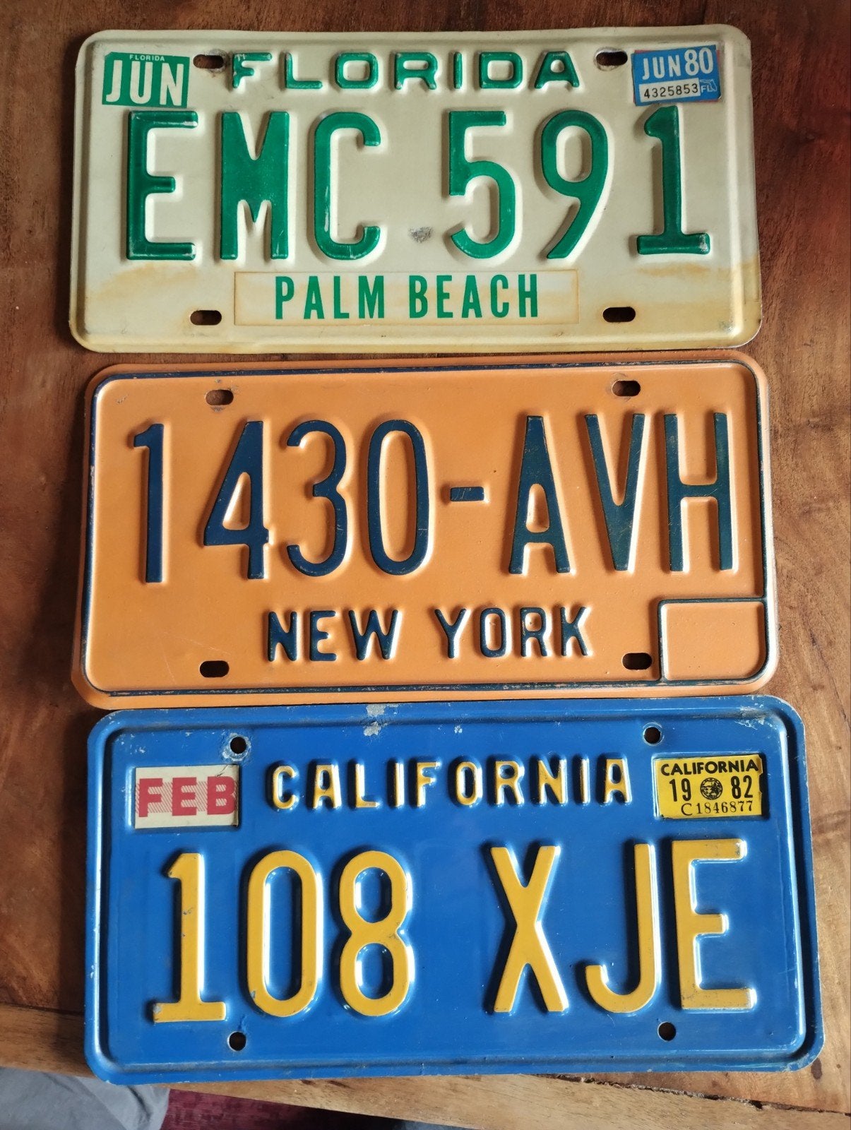 Vintage Amerikaanse autoplaten Florida new York, Californië, Ophalen of Verzenden