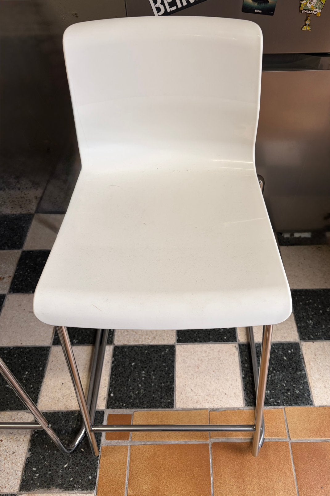 Witte ikea barkrukken, Maison & Meubles, Tabourets de bar, Enlèvement, Utilisé, 60 à 90 cm, 3 tabourets