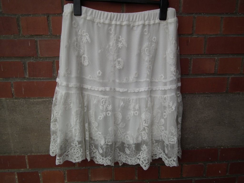 Jupe pour femme, taille élastique. Coloris blanc/crème, Sans marque, Au-dessus du genou, Blanc, Envoi